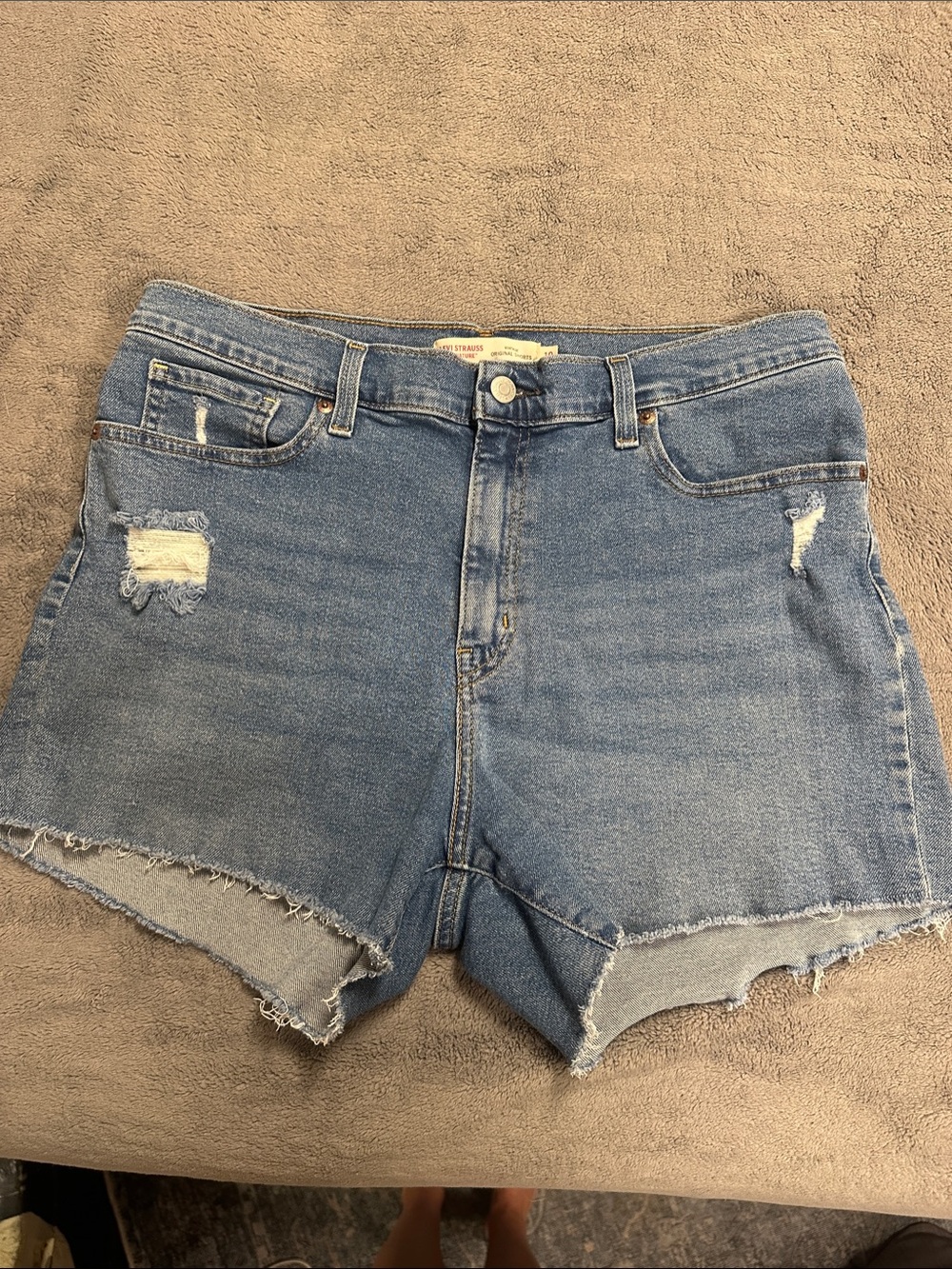 Levi's Light Blue Distressed High-Rise Vintage Original Shorts